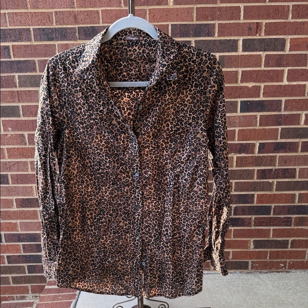 J. McLaughlin Brown Leopard Print Shirt